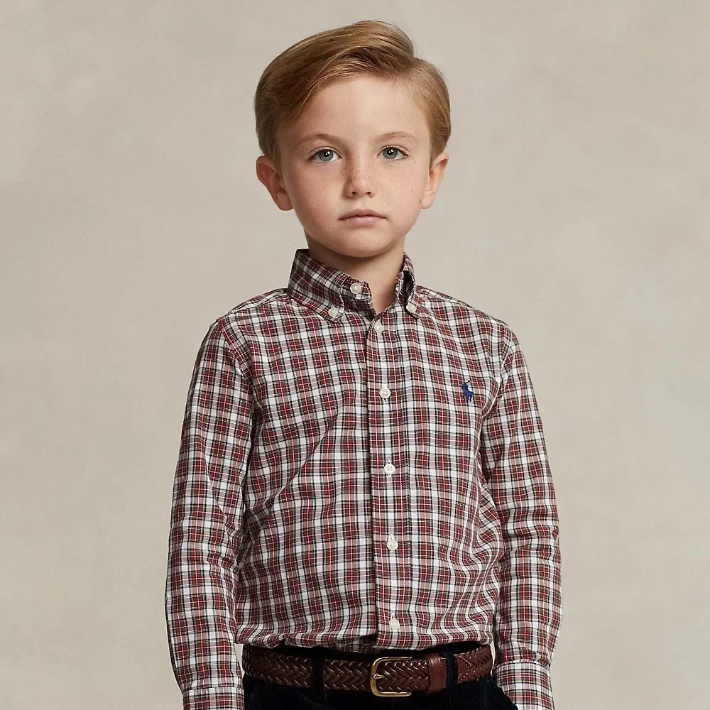 Ralph Lauren Kids Red and White Checkered Button-Down Shirt